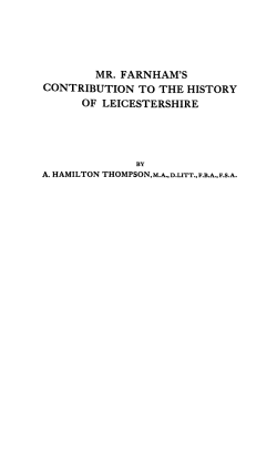 mr. farnham`s contribution to the history of leicestershire