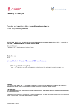 University of Groningen Function and regulation of the human bile