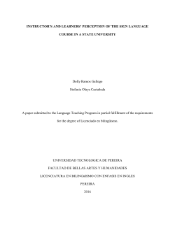 INSTRUCTOR`S AND LEARNERS` PERCEPTION OF THE SIGN