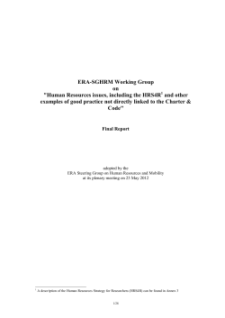 ERA-SGHRM Working Group on "Human Resources