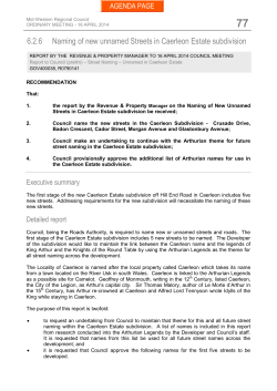 6.2.6 Naming of new unnamed Streets in Caerleon Estate subdivision