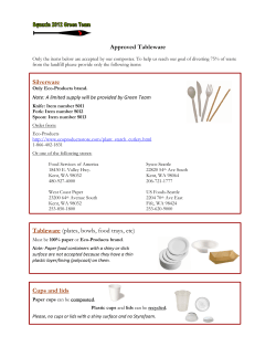 Approved Tableware for Vendors