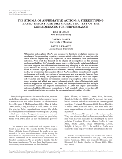 the stigma of affirmative action: a stereotyping- based theory