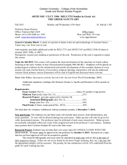 ARTH 3102 / CLCV 3306 / RELI 3732 Studies in Greek Art THE