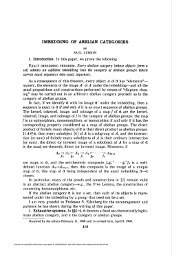 IMBEDDING OF ABELIAN CATEGORIES fo gi f\ gi h