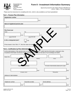 Form 8 - Investment Information Summary