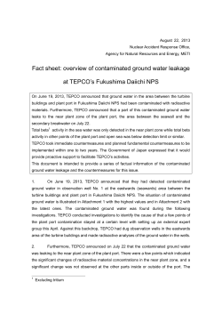 overview of contaminated ground water leakage at TEPCO`s