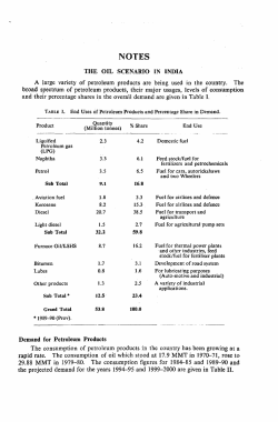 THE OIL SCENARIO IN INDIA A large variety of petroleum products