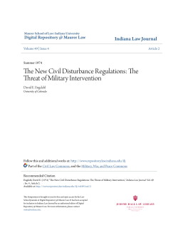 The New Civil Disturbance Regulations: The Threat of Military