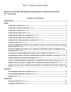 MLA 7 Citation Style Guide - Spackenkill Union Free School District