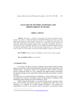 analysis of incomes, expenses and profitability in banks