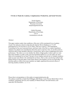 1 I`d Like to Thank the Academy, Complementary Productivity, and