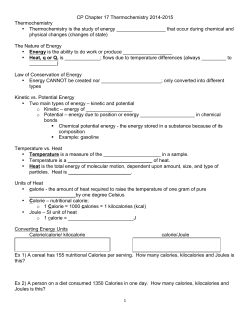 CP Chapter 17 Thermochemistry 2014
