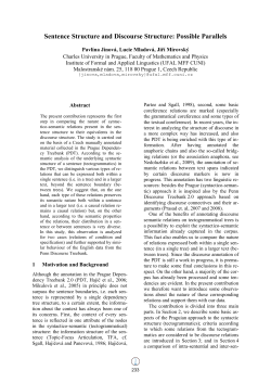 Sentence Structure and Discourse Structure: Possible Parallels