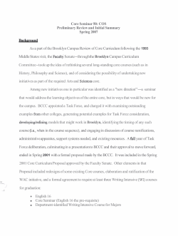 Core Seminar 50: COS Preliminary Review and Initial