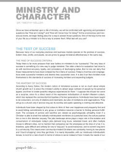 ministry and character