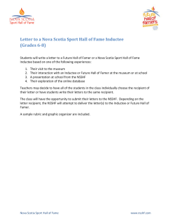 Letter to a Nova Scotia Sport Hall of Fame Inductee (Grades 6-8)