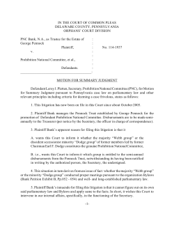 IN THE COURT OF COMMON PLEAS DELAWARE COUNTY