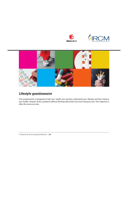 Lifestyle questionnaire - Institut de recherches cliniques de Montr&eacute;al