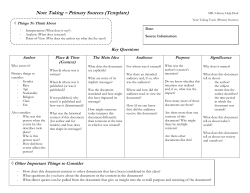 Note Taking &ndash; Primary Sources (Template)