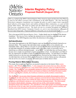 PART ONE: The M&eacute;tis People in the MNO`s Registry