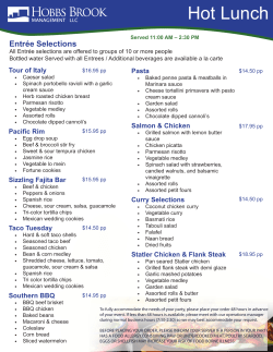 Hot Lunch Menu - Hobbs Brook Management