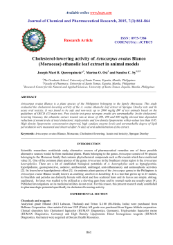 Cholesterol-lowering activity of Artocarpus ovatus Blanco (Moraceae