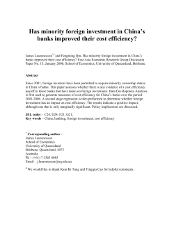 Has minority foreign investment in China`s banks improved their cost