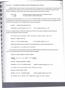 Lesson 3 Scientific Notation and Combining Like Terms