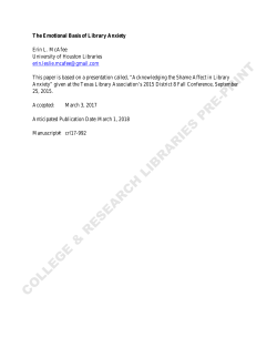 The Emotional Basis of Library Anxiety