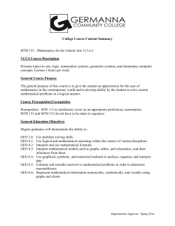 Mathematics for the Liberal Arts I