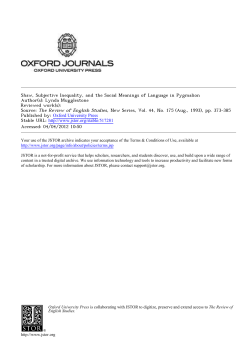 Shaw, Subjective Inequality, and the Social Meanings of