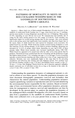 patterns of mortality in nests of red