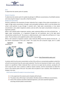 To determine the isotonic point of a potato by placing it i