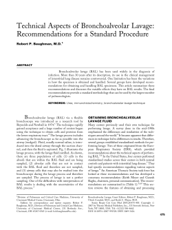 Technical Aspects of Bronchoalveolar Lavage