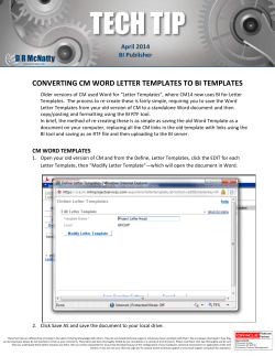 D R McNatty CONVERTING CM WORD LETTER TEMPLATES TO BI