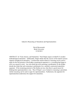 Inductive Reasoning in Naturalism and Supernaturalism David