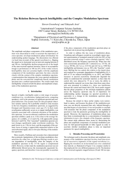 The Relation Between Speech Intelligibility and