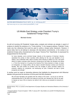 US Middle East Strategy under President Trump`s Isolationist