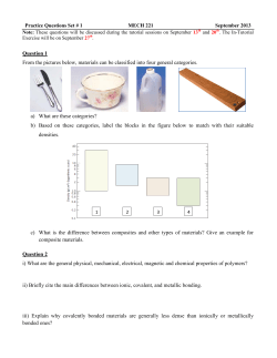 Question 1 From the pictures below, materials can be classified into