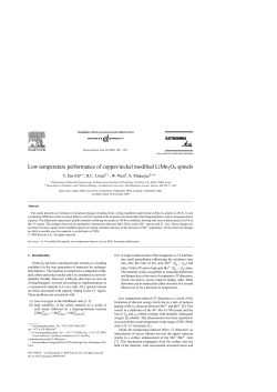 Low temperature performance of copper/nickel modified LiMn2O4