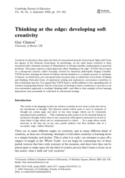 (2006) `Thinking at the Edge: Developing soft creativity`