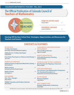 COLORADO MATHEMATICS TEACHER