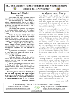 A Memo from Molly St. John Vianney Faith Formation and