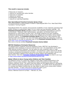 This month`s resources include: 3 Resources on Inclusion 1