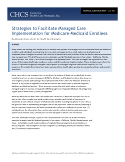 Strategies to Facilitate Managed Care Implementation