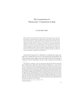The Construction of &ldquo;Democratic&rdquo; Corporatism in Italy