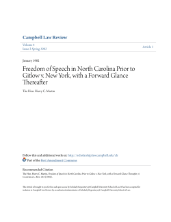 Freedom of Speech in North Carolina Prior to Gitlow v. New York