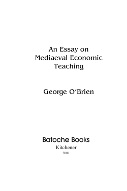 An Essay on Mediaeval Economic Teaching
