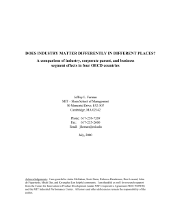 DOES INDUSTRY MATTER DIFFERENTLY IN DIFFERENT PLACES?